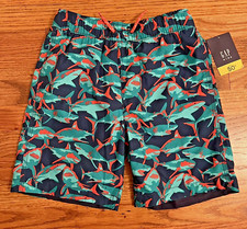 NWT Gap Kids Boys Shark Swim Trunks Shorts Size L Large