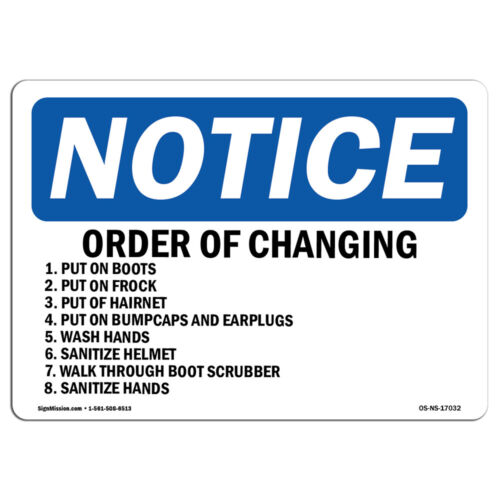 Order Of Changing 1. Put On Boots 2. Put OSHA Notice Sign Metal Plastic Decal - Afbeelding 1 van 4