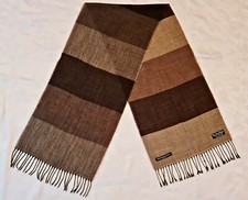 SCARF VINTAGE PHILOSOPHY BLUES ORIGINAL STRIPED BROWN GRAY WOOL LONG MENS FRINGE
