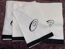 Set of 4 Black & White Linen Napkins Monogrammed “O” ~ 21 x13” Hobby Lobby ~ NEW