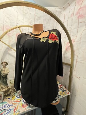 Blouse Liz McCoy Femme - 3/4 Manches - Marron - Taille L - Neuf Sans Étiquettes