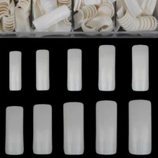500pcs Acrylic Nail Tips French False Nails Half Cover Fake Nails with Case, DIY
