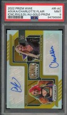 Asuka/Charlotte Flair 2022 Prizm WWE Dual Auto Gold Prizm (9/10) #IR-AC PSA 9