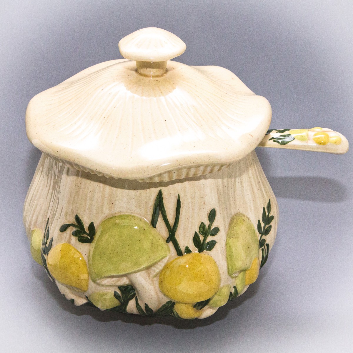 Vintage 1970's Arnel's Ceramic MUSHROOM SOUP TUREEN w' LID & LADLE