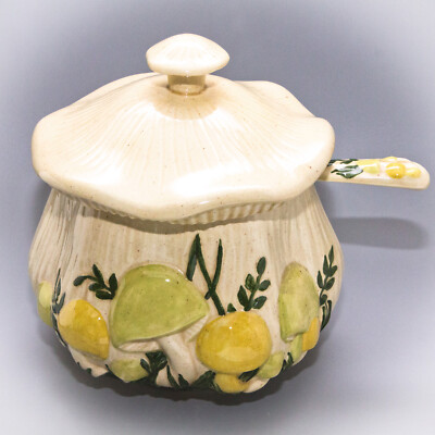 Vintage 1970's Arnel's Ceramic MUSHROOM SOUP TUREEN w' LID & LADLE