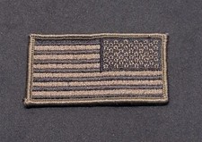 MILITARY PATCH HOOK AND LOOP US AMERICAN FLAG REVERSE FACING BLACK ON GREEN