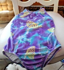 Girls pastel purple and teal gymnastic leotard size small from GK