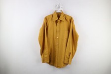 Vintage 60s 70s Streetwear Mens 14.5 Collared Button Shirt Golden Yellow USA