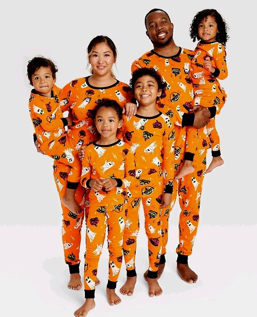 New baby big Kids Ghost Glow-in-the-Dark Halloween Matching Family Pajama  Set