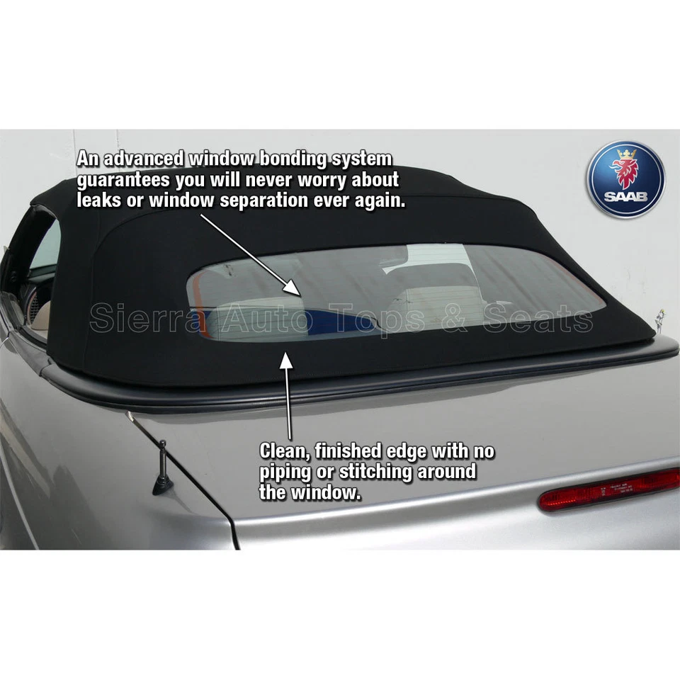 Saab 900 1986-1994 Convertible Top Window,  Black Cloth - Image 3 of 4