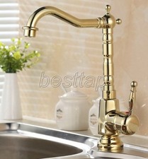 Gold Color Brass Kitchen Wet Bar Bathroom Vessel Sink Faucet Swivel Taps sgf058