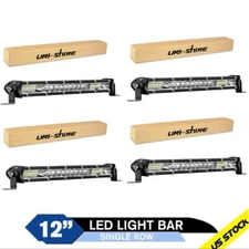 4X 12inch LED Light Bar Spot Flood Combo Truck SUV ATV Jeep Offroad Driving 10''