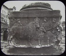 Glas Magische Laterne Dia SÄULENSOCKEL DAS FORUM ROM UM 1890 FOTO ITALIEN 