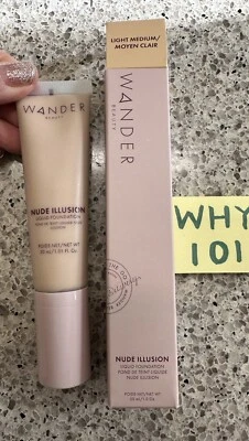 WANDER BEAUTY Nude Illusion Liquid Foundation LIGHT MEDIUM 1oz/30mL FULL SZ $40