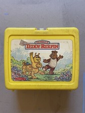 Vintage Thermos World of Teddy Ruxpin 1986 Yellow Plastic Lunchbox Made In USA