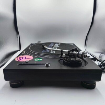 working Technics SL-1200MK3D Black color Analog DJ Turntable with