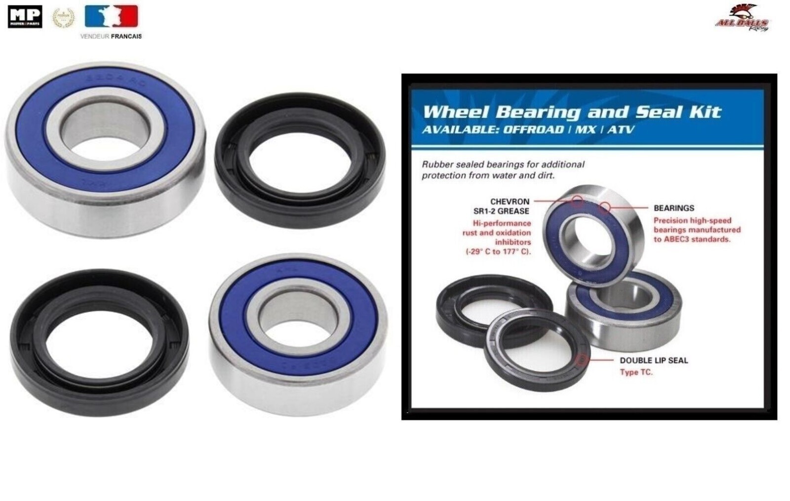 Kit Roulement Roue Arrière de Remplacement pour Entretien Moyeu Honda XR