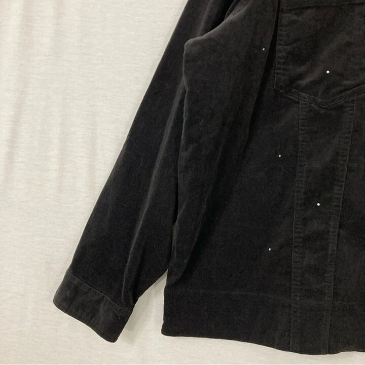 Quacker Factory Black Velvet Embellished Zip Up Jacket size 2X - Image 3 of 4