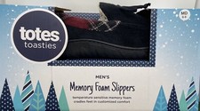 Totes Toasties Men  s Slippers Size MD 8-9  Memory Foam Black, Free Shipping