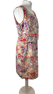 Adini Poppy Floral Print Overlay Shift Dress 18 L1 Cotton NWT Summer Wedding
