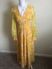 Vintage Homemade Dress Floral With Lace Multicolor Long Sleeve Women’s