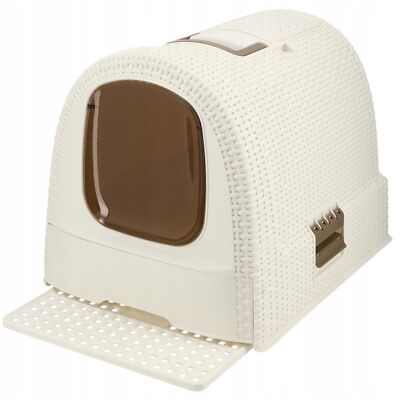 Curver Pet Life Katzentoilette mit Deckel, 51.5x38.5x40 cm, Creme