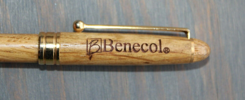 Benecol Logo Wooden Laser Engraved Heavy Ink Pen Hard to Find #23
