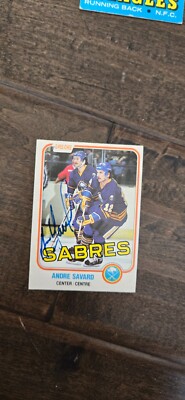 1981-82 OPC SIGNED AUTO CARD ANDRE SAVARD BUFFALO SABRES BRUINS NORDIQUES # 24