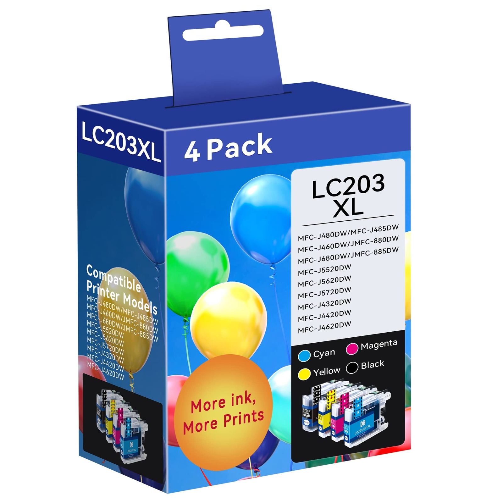 LC203XL Compatible Ink Cartridge 4-Pack for Brother MFC-J880DW MFC-J480DW