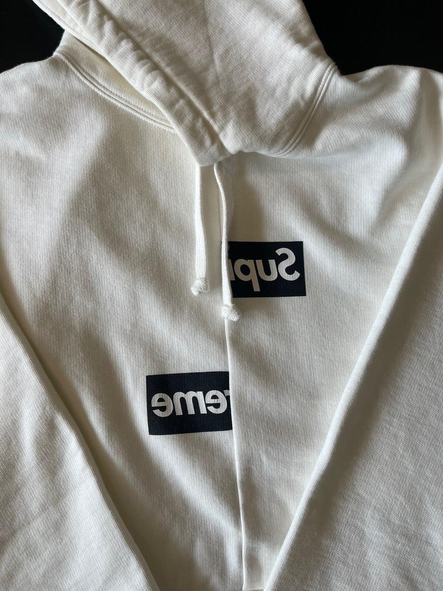 Supreme CDG Split Box Logo Hooded Sweatshirt White S F/W 18 Size