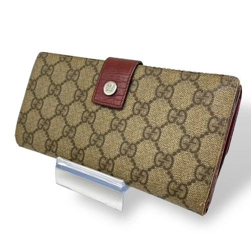 Gucci GG Supreme Portefeuille Long Cuir Beige Authentique
