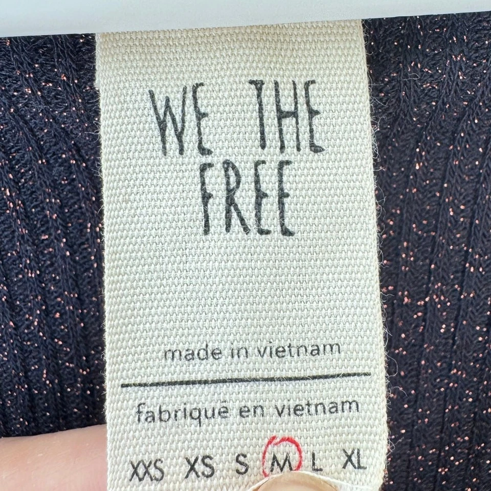 Cárdigan largo Free People metálico brillante para mujer talla M plumero térmico negro Foto 3 de 4