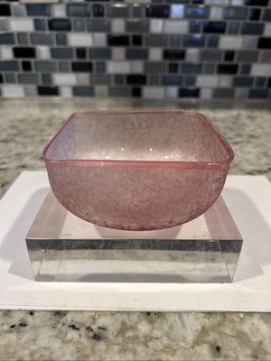 Antique French Baccarat pink acid etched Finger  bowl c 1900 4  Across