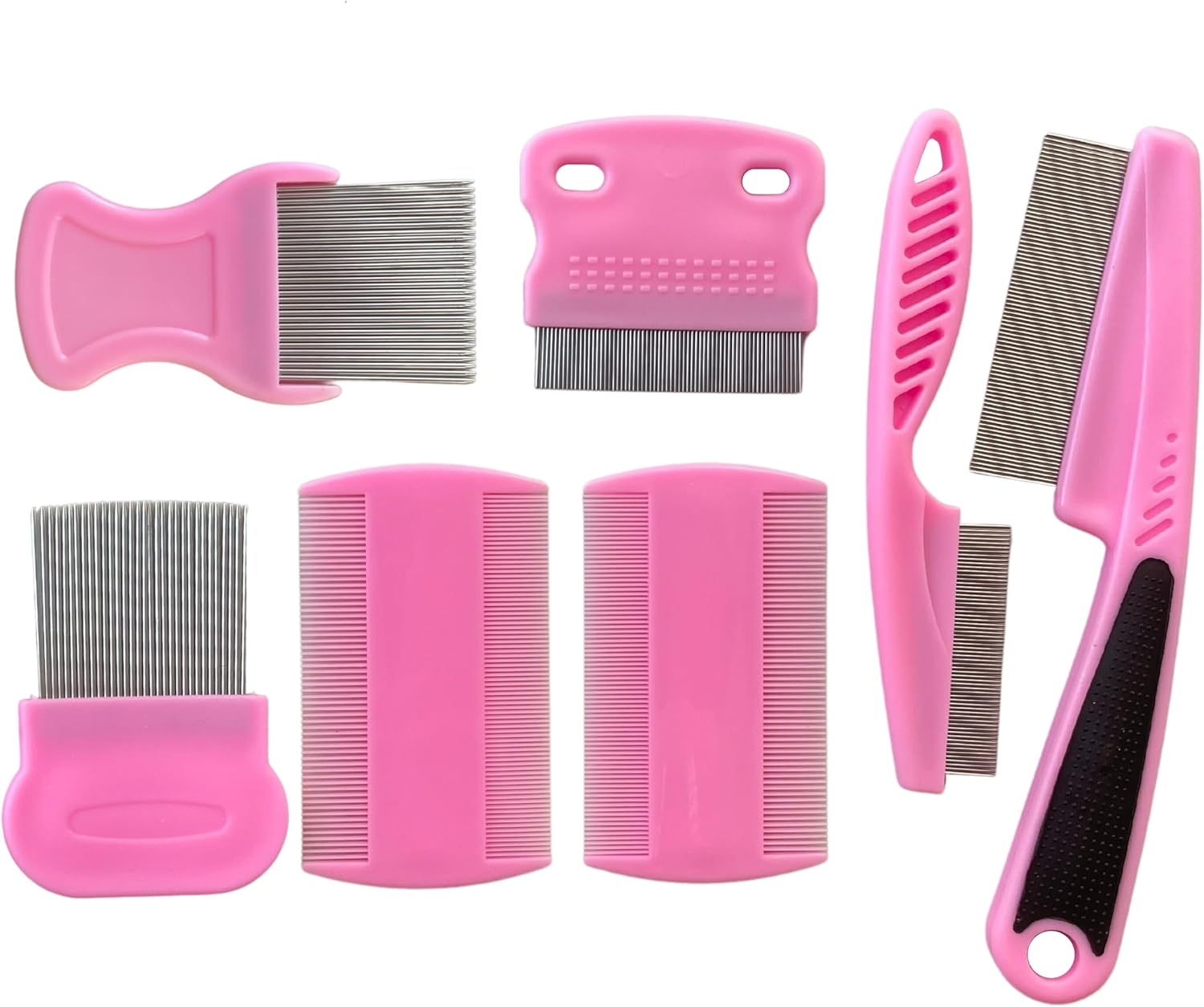Flea Comb 7 Pieces Set for Cats and Dogs to Kill Fleas and Eggs, Kitten Comb Sta