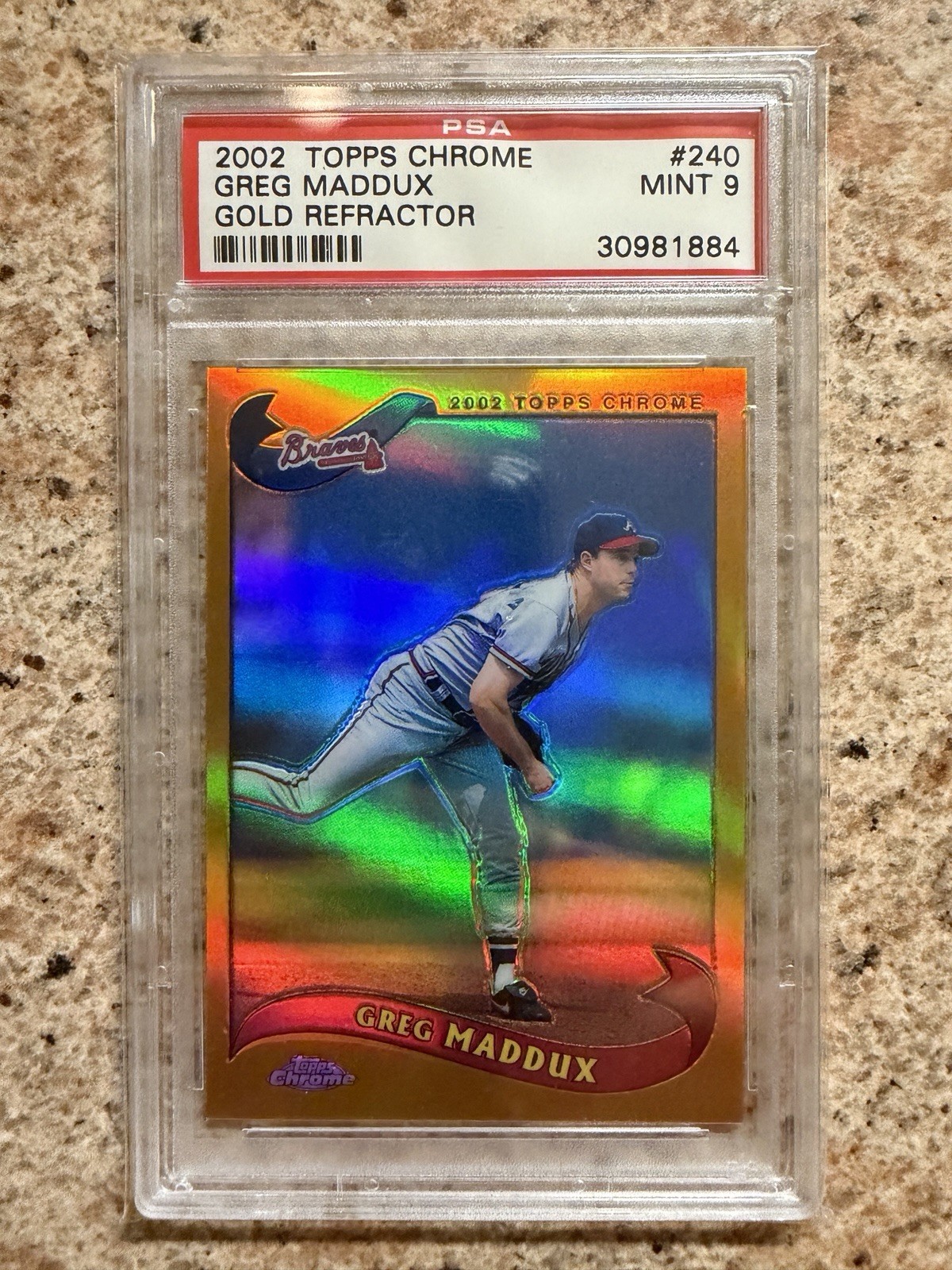 2002 Topps Chrome #240 Greg Maddux Gold Refractor PSA 9 Mint