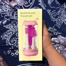 Portable Baby Bottle Brush Travel Set with Storage Case, Nipple and Straw Brushe