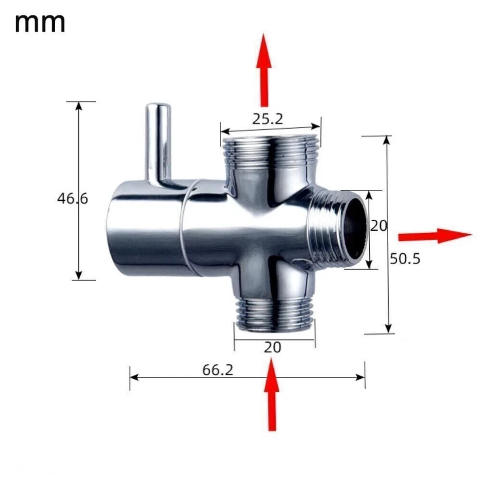 T-adapter 3 Ways Valve Diverter Bath Toilet Bidet Sprayer Shower Head Connector！