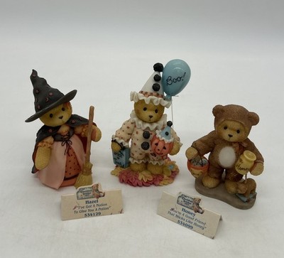 Cherished Teddies Halloween 1999 Hazel Honey & Natalie Bears Witch Clown Costume