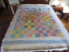 Handmade CABIN BLOCK PATCHWORK Cotton QUILT to be completed - approx. 46" x 54"
