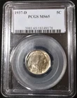 1937 D Buffalo Nickel PCGS MS65