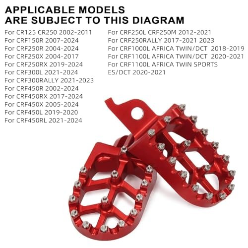 Dirt Bike Foot Pegs,CNC Rest Pedal Footpegs for CR125 CR250 02 Small Red - Picture 2 of 6
