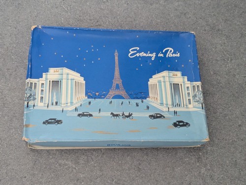 Juego de talco, cubo de baño y jabón vintage Bourjois noche en París - trío raro - Imagen 16 de 24