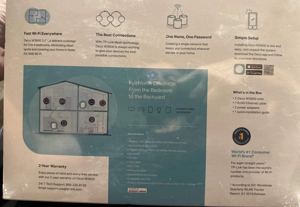 TP-LINK Deco W3600 Wi-Fi 6 AX1800 Mesh WiFi Router - Image 2 of 4