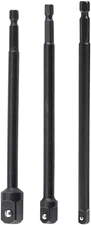 3Pcs Long Impact Grade Socket Adapter Set | 1/4" Hex Shank to Square Socket Dril