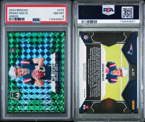 PSA 8 2024 Panini Mosaic - NFL Debut Drake Maye #273 (RC) Horizontal Green