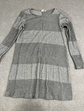 Gap Gray Striped Long Sleeve Knit Sweater Dress Medium