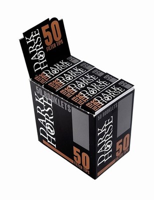 1 Box (50 Heftchen) Dark Horse Black Filtertips, Slim Tips, 50 Tips pro Heftchen