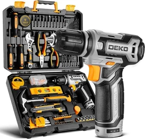 Power Drill Tool Set Kit: DEKOPRO Cordless Drill Tool Box with 12V Battery El...