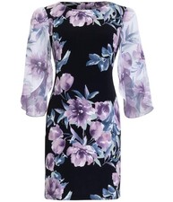 Connected Womens Floral Sheath Dress, Multicoloured, 4