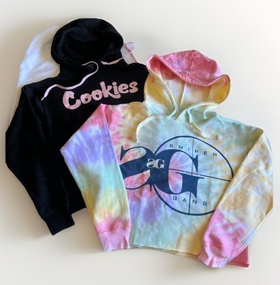 Cookies SF Hooded Sweatshirt Black Pink ( 2) Women s XS Oversized Tie Dye Crop